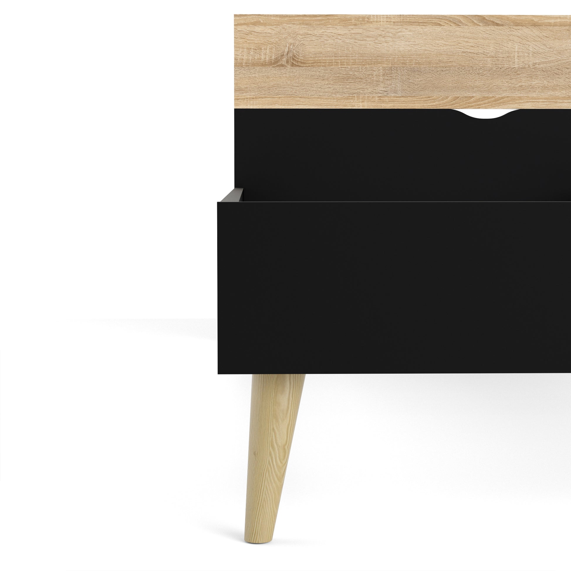 Oslo  Euro Single Bed (90x200) in Black and Oak