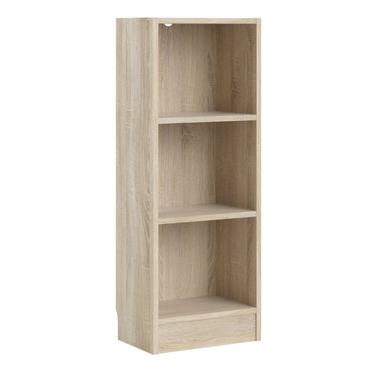 Basic  Low Narrow Bookcase (2 Shelves) in Oak