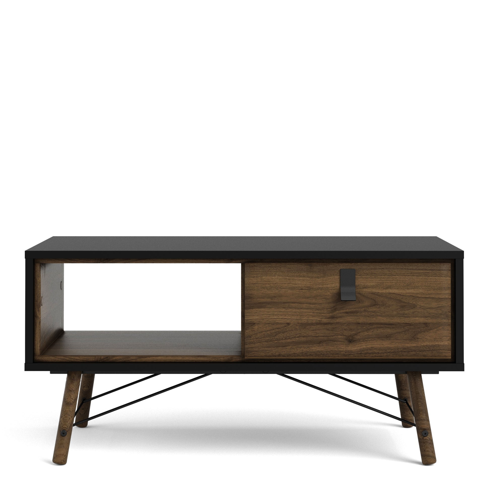 Ry  Coffee table with 1 drawer Matt Black Walnut