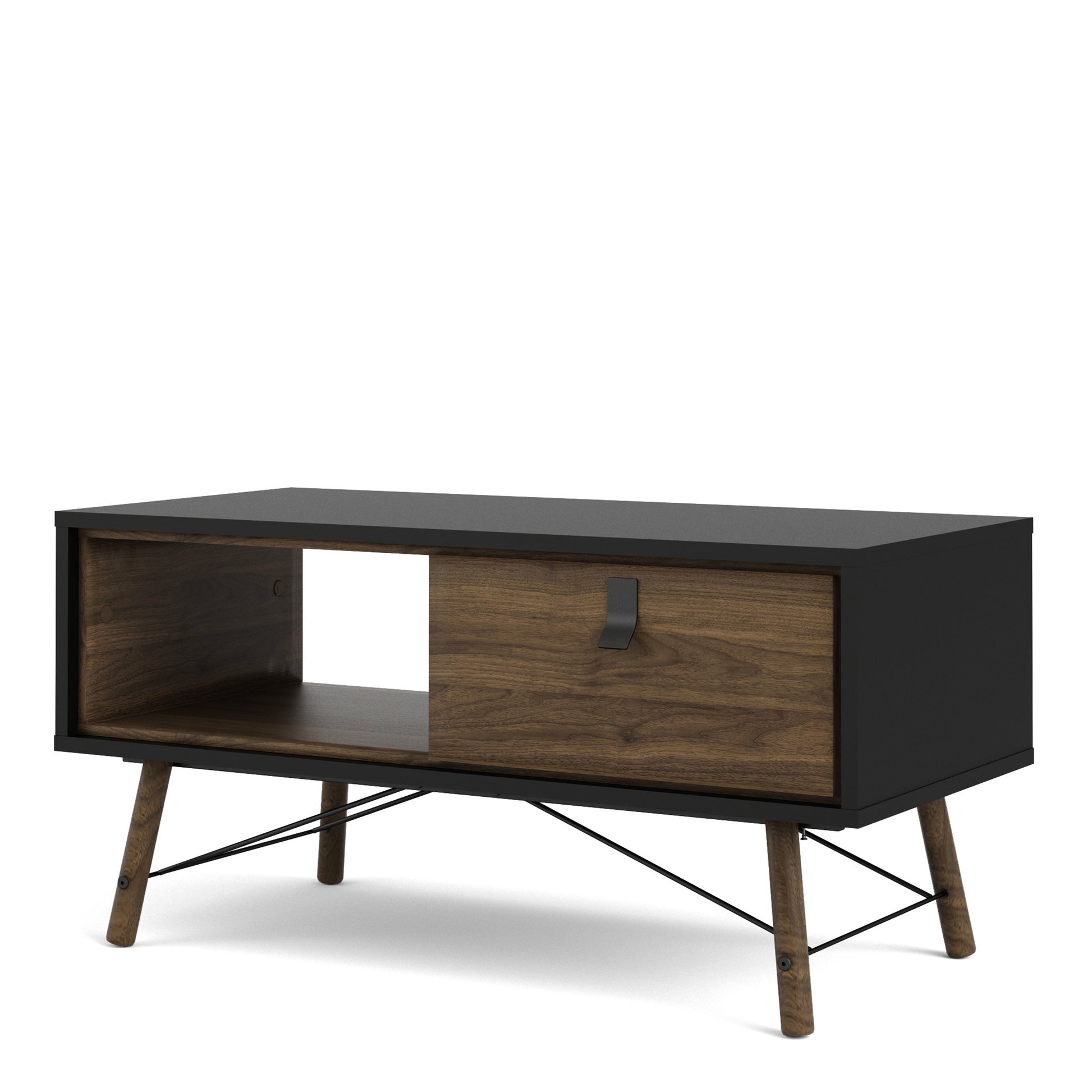 Ry  Coffee table with 1 drawer Matt Black Walnut